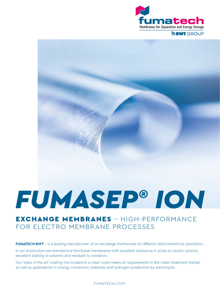 Fumatech Membranes for Electrochemical Processes | PDF | Ion | Salt ...