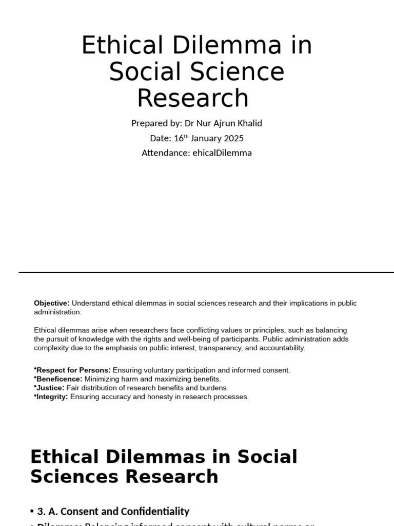 Ethical Dilemmas in Social Science Research | PDF | Policy | Sustainability