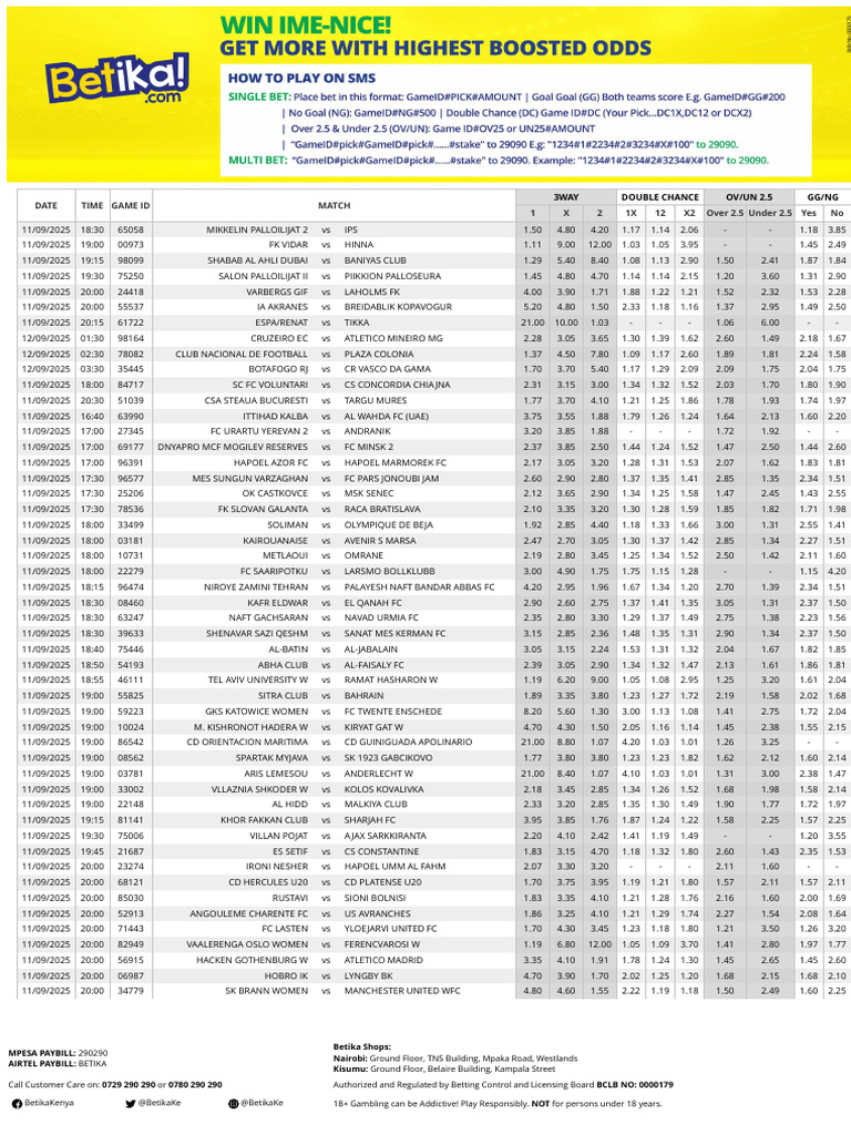 Upcoming Football Matches and Odds | PDF | Association Football Records ...