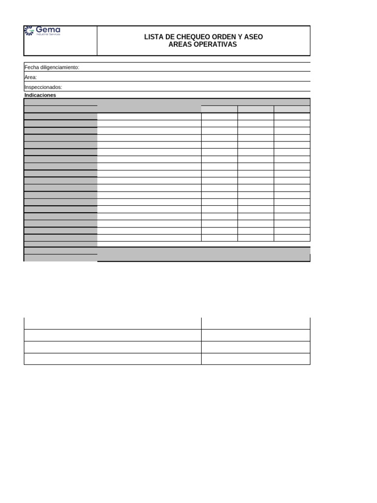 Lista de Chequeo Orden y Aseo SST-FT-12 | PDF