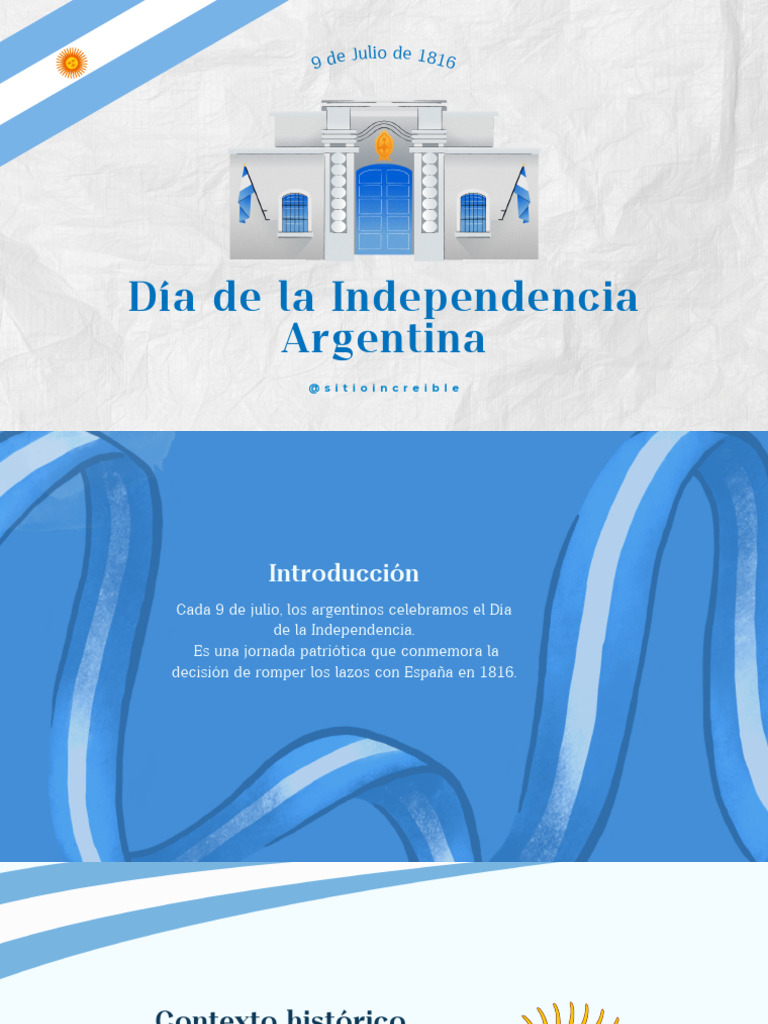 Presentación Día de La Independencia Argentina 9 de Julio Ilustrado ...