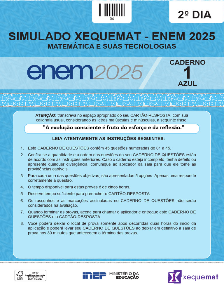 Simulado ENEM 2025: Matemática e Questões | PDF | Vértice (Geometria)