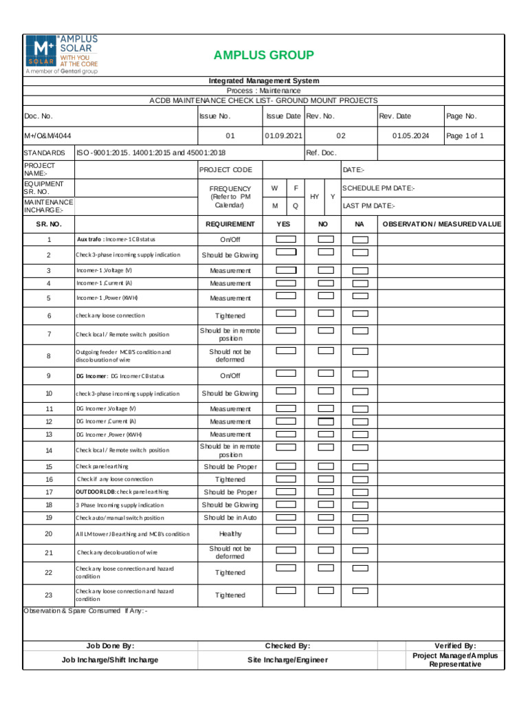 ACDB Maintenance Checklist Overview | PDF | Manufactured Goods | Components