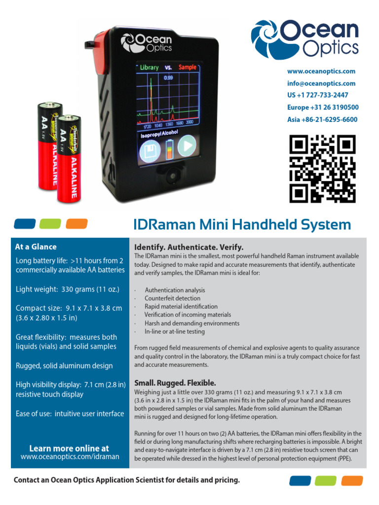 IDRaman Mini: Handheld Raman Analyzer | PDF | Raman Spectroscopy ...