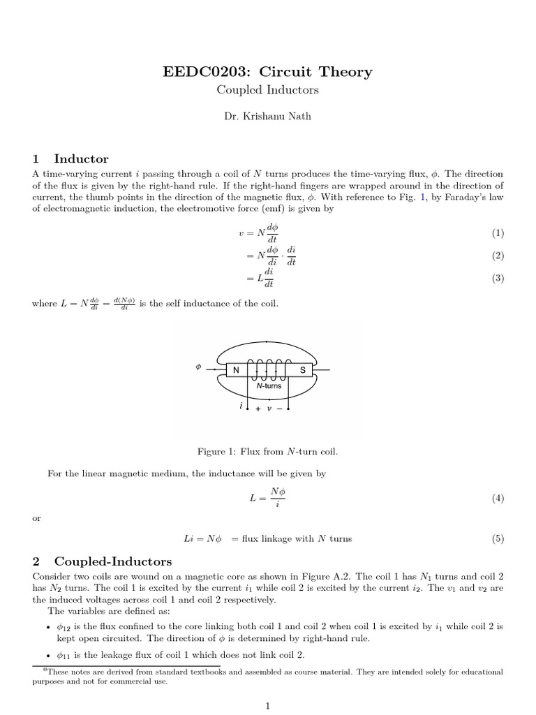 Coupled Inductor Equations Explained | PDF | Inductor | Inductance