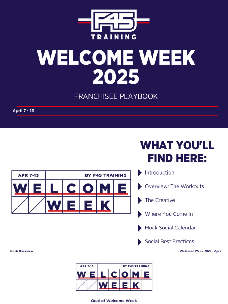 F45 Welcome Week 2025 Playbook | PDF | Strength Training | Aerobic Exercise