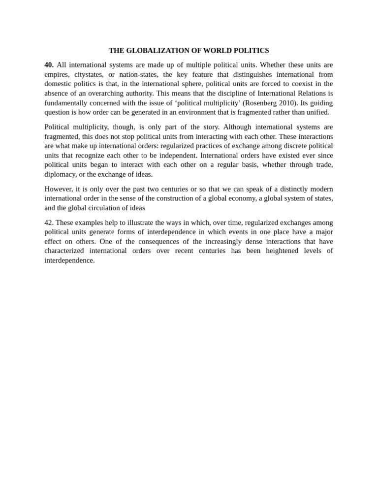 The Globalization of World Politics | PDF