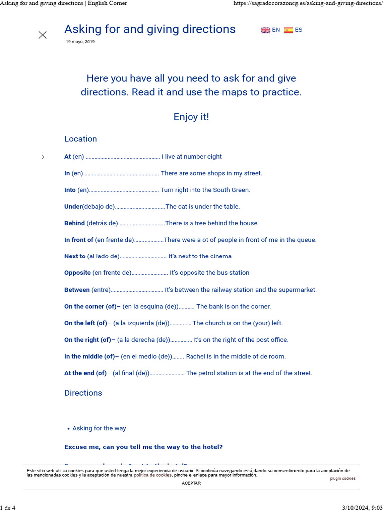 Asking For and Giving Directions - English Corner | PDF | Cookie HTTP