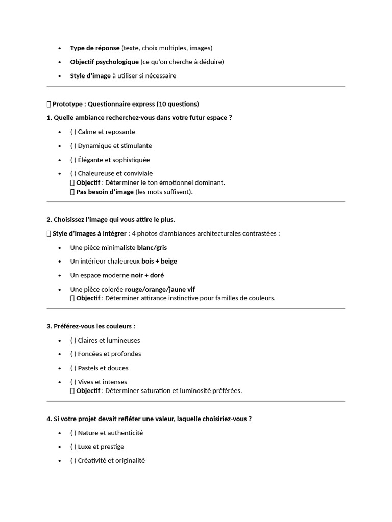Questionnaire de Composition Visuelle | PDF | Couleur | Rouge