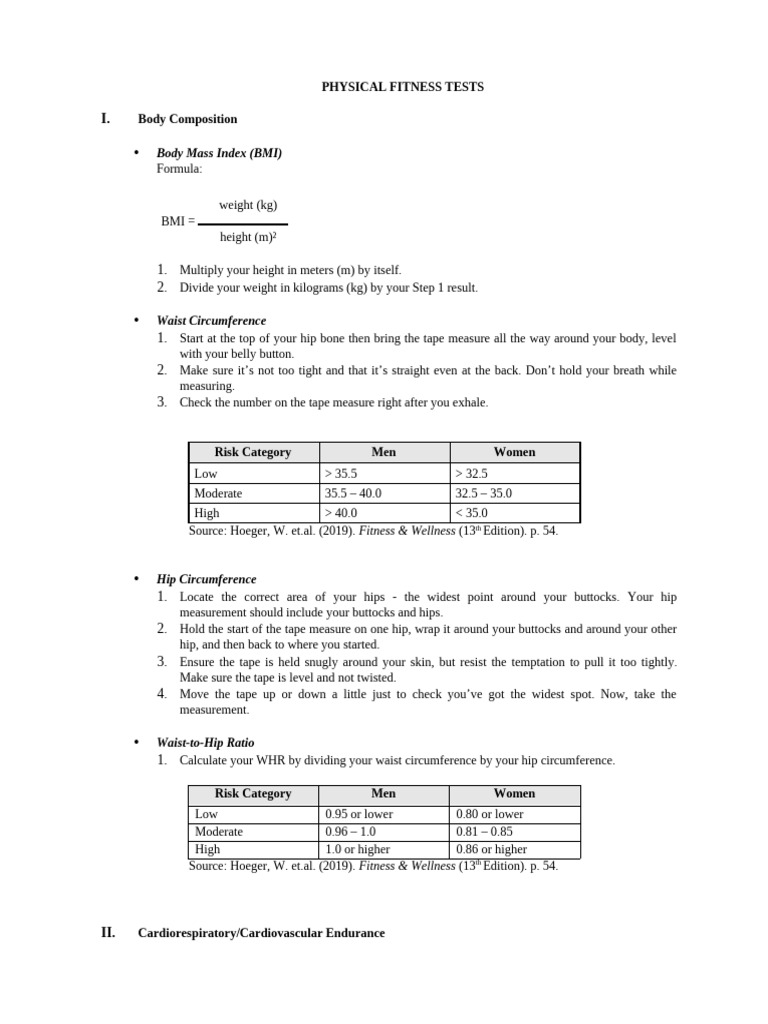 Physical Fitness Test Score Card 1 | PDF | Body Mass Index