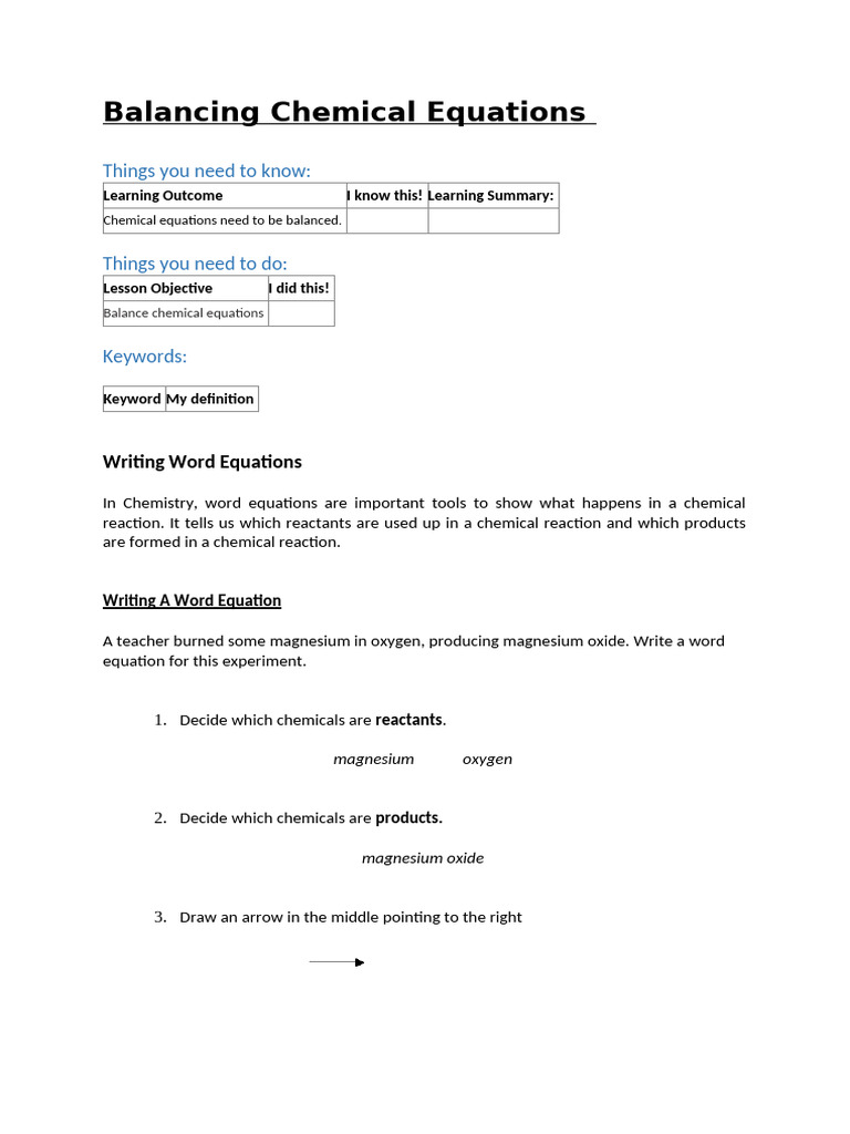 Balancing Chemical Equations 12 | PDF | Oxide | Chemical Reactions