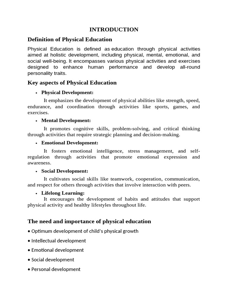 Importance of Physical Education Explained | PDF