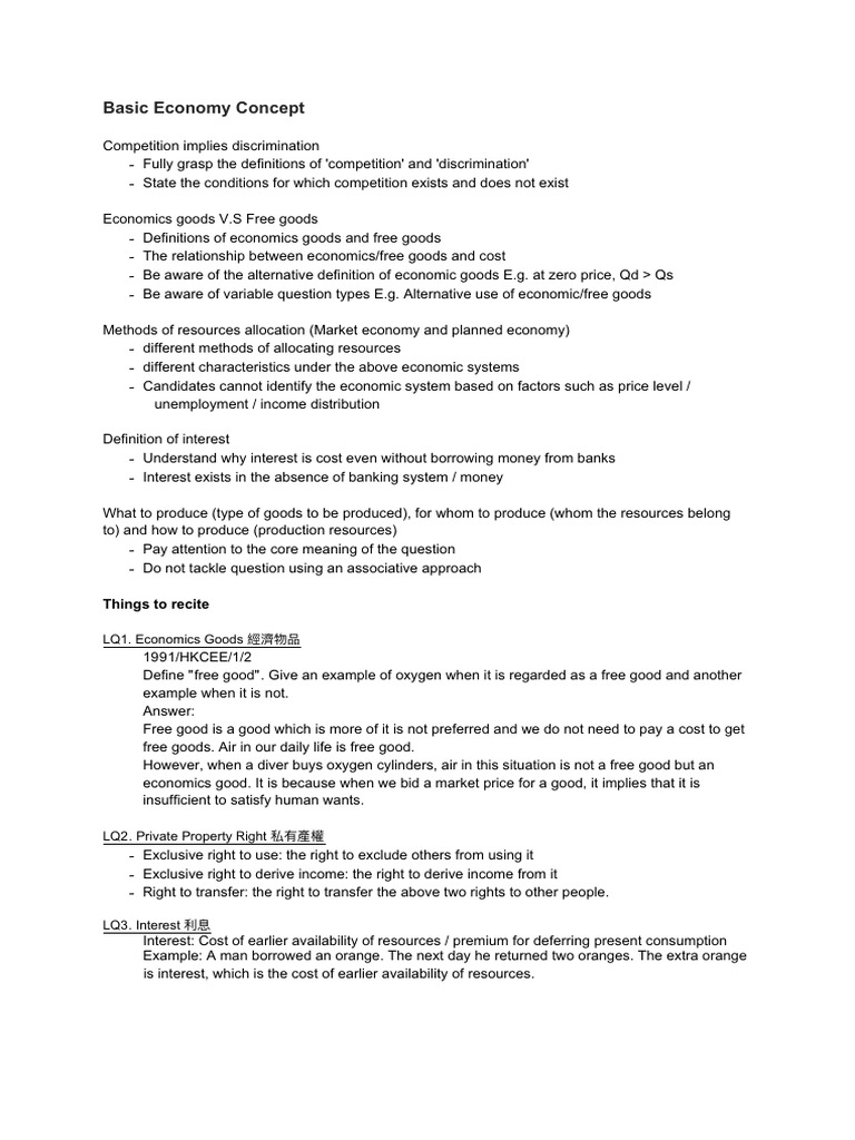 Basic Economy Concept | PDF