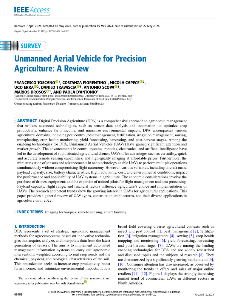 Unmanned Aerial Vehicle For Precision Agriculture A Review | PDF ...