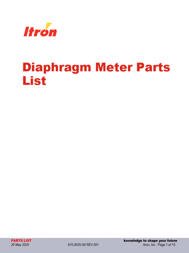 Diaphragm Meter Parts Catalog 815-0025 | PDF | Gear | Screw