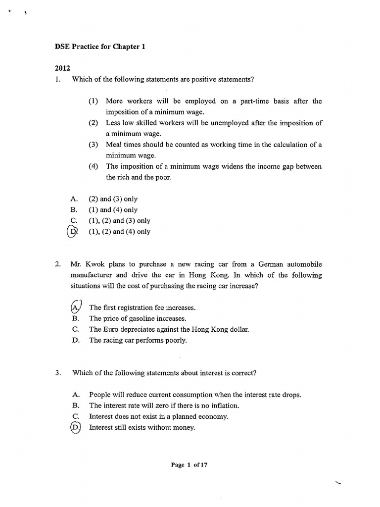 Suggested Answer For DSE Paper 1 Practice (Chapter 1) - Handwriting | PDF