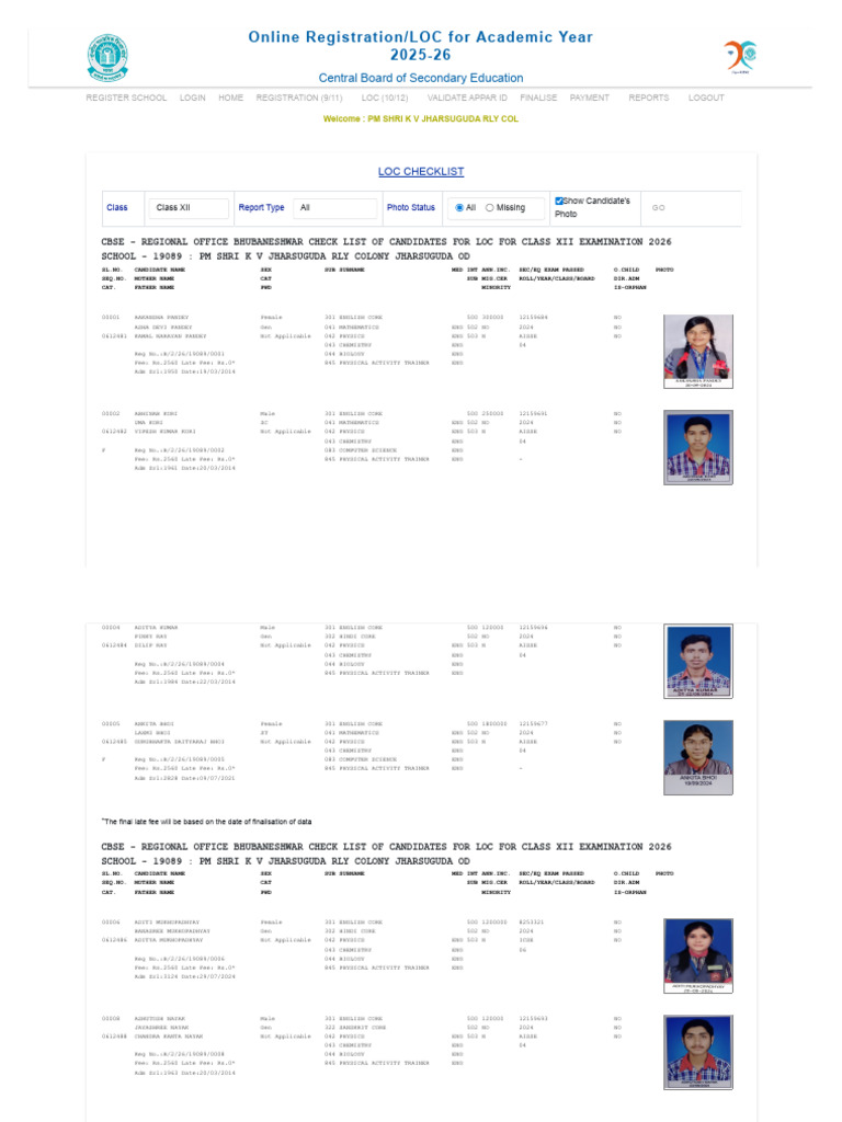 LOC Checklist for Class XII 2026 | PDF | Secondary Education | Adolescence
