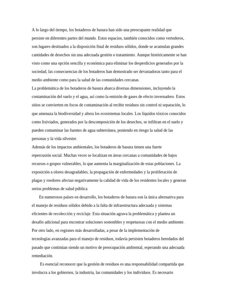 Problemas y soluciones de botaderos de basura | PDF | Residuos | Reciclaje