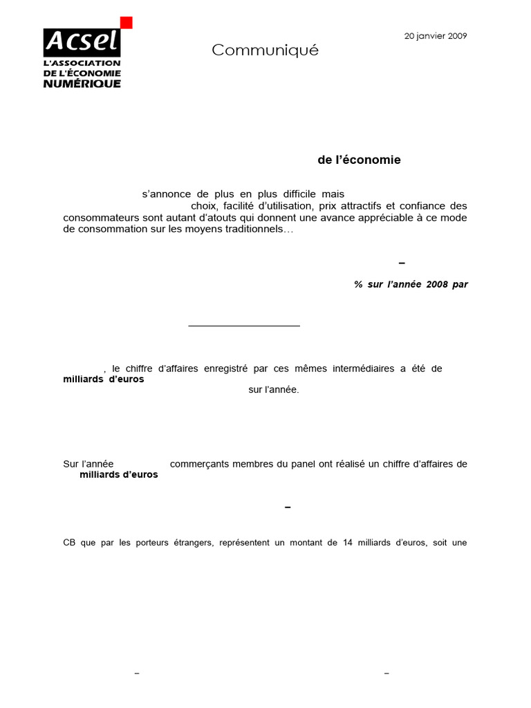 Baromètre e-commerce ACSEL 2008 : Croissance | PDF | Commerce électronique