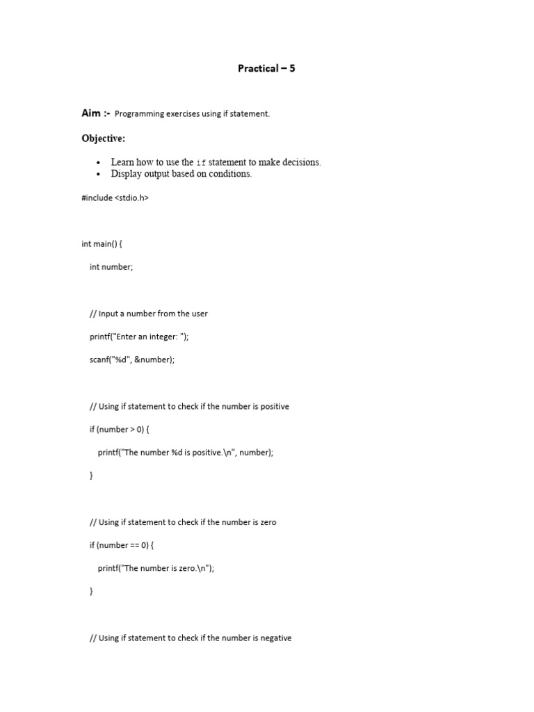 If Statement Programming Exercises | PDF