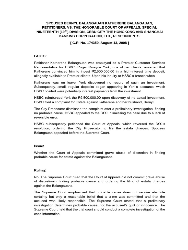 Supreme Court Ruling on Estafa Case | PDF