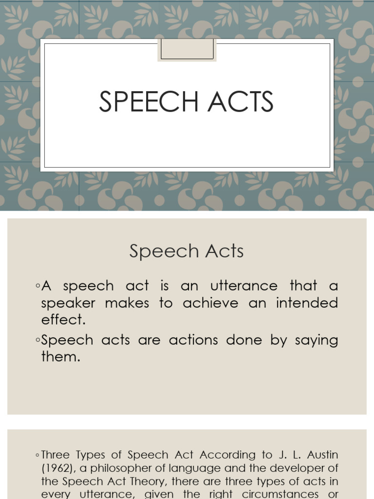 Types of Speech Acts Explained | PDF | Learning | Linguistics