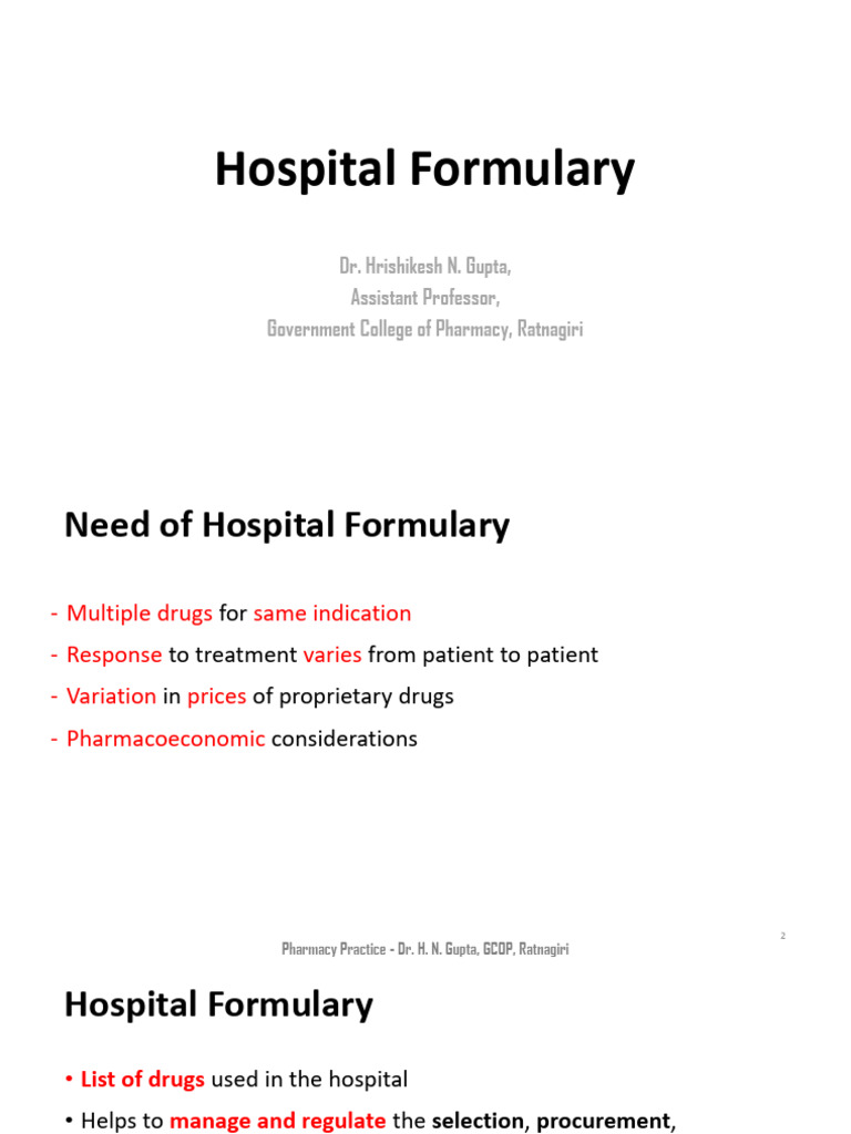 2.2 Hospital Formulary | PDF | Pharmacy | Prescription Drugs