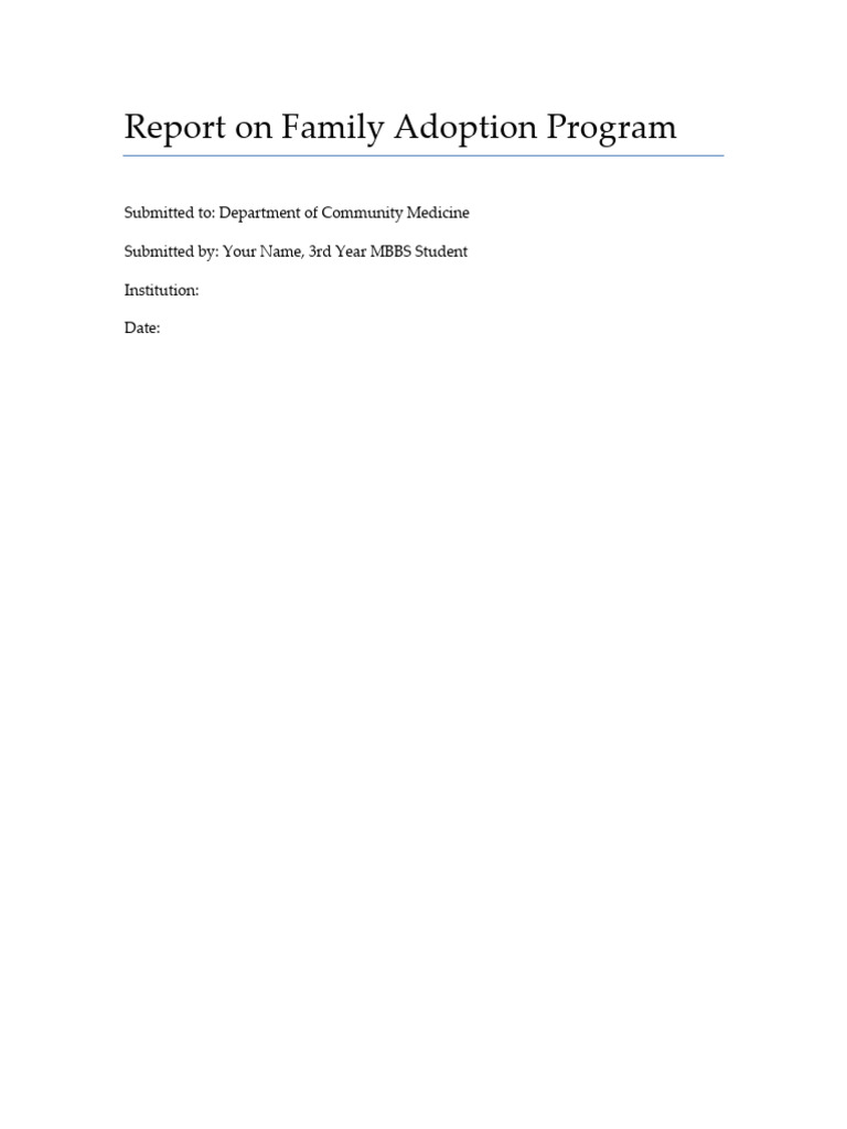 Family Adoption Program Report | PDF | Medical Specialties | Medicine