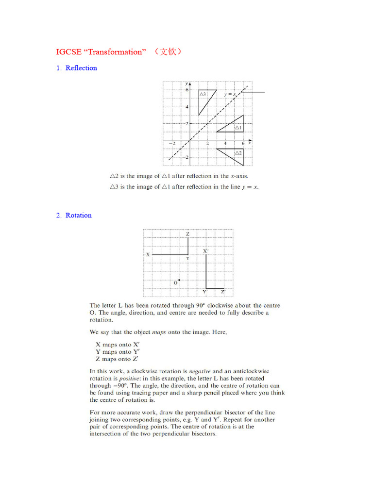 IGCSE Maths: Transformation Concepts | PDF