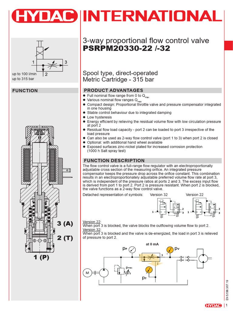 3-Way Proportional Flow Control Valve | PDF | Valve | Pressure