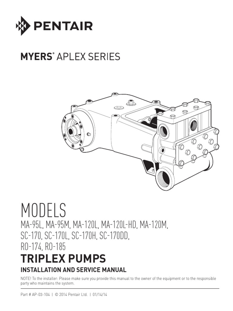 Triplex Pumps Installation Manual | PDF | Pump | Bearing (Mechanical)