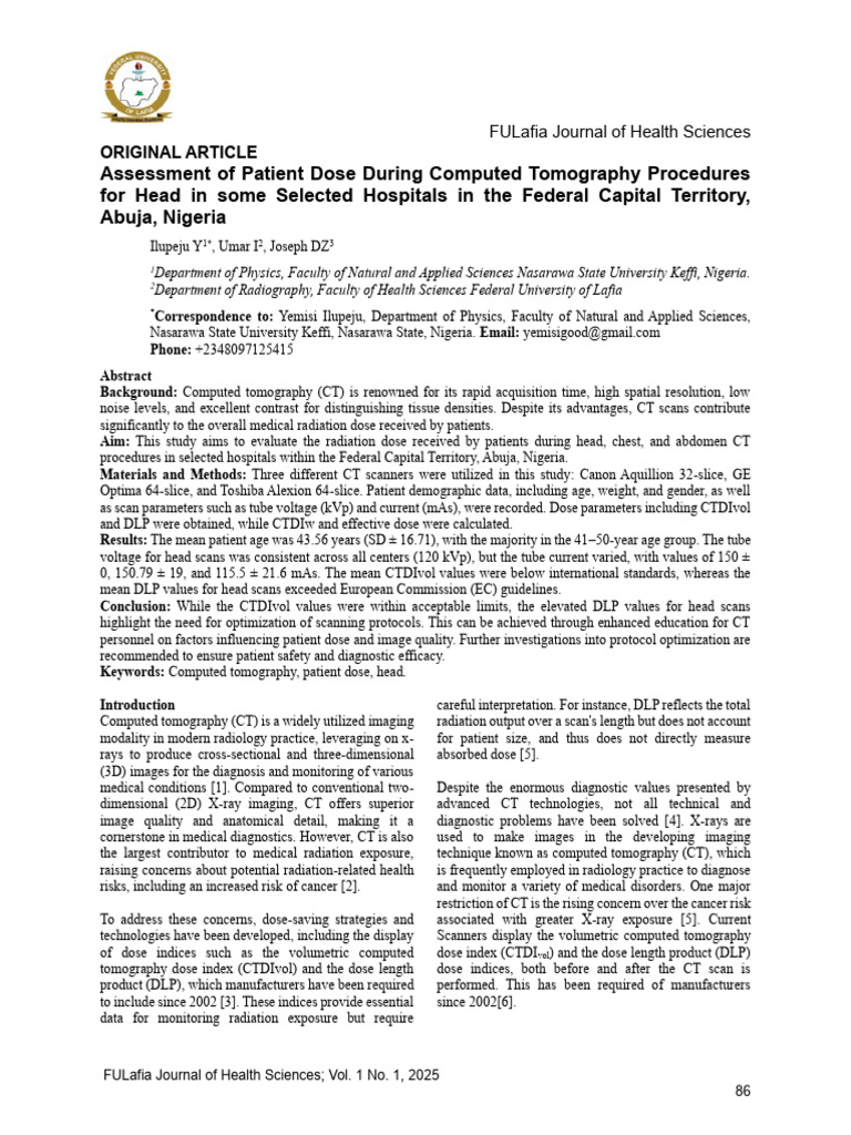 Patient Dose Assessment in CT Scans | PDF | Ct Scan | Medical Imaging