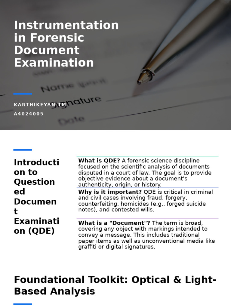 Tools for Questioned Document Examination | PDF | Spectroscopy | Microscopy