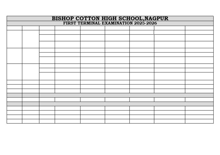 2025-26 First Term Exam Schedule | PDF