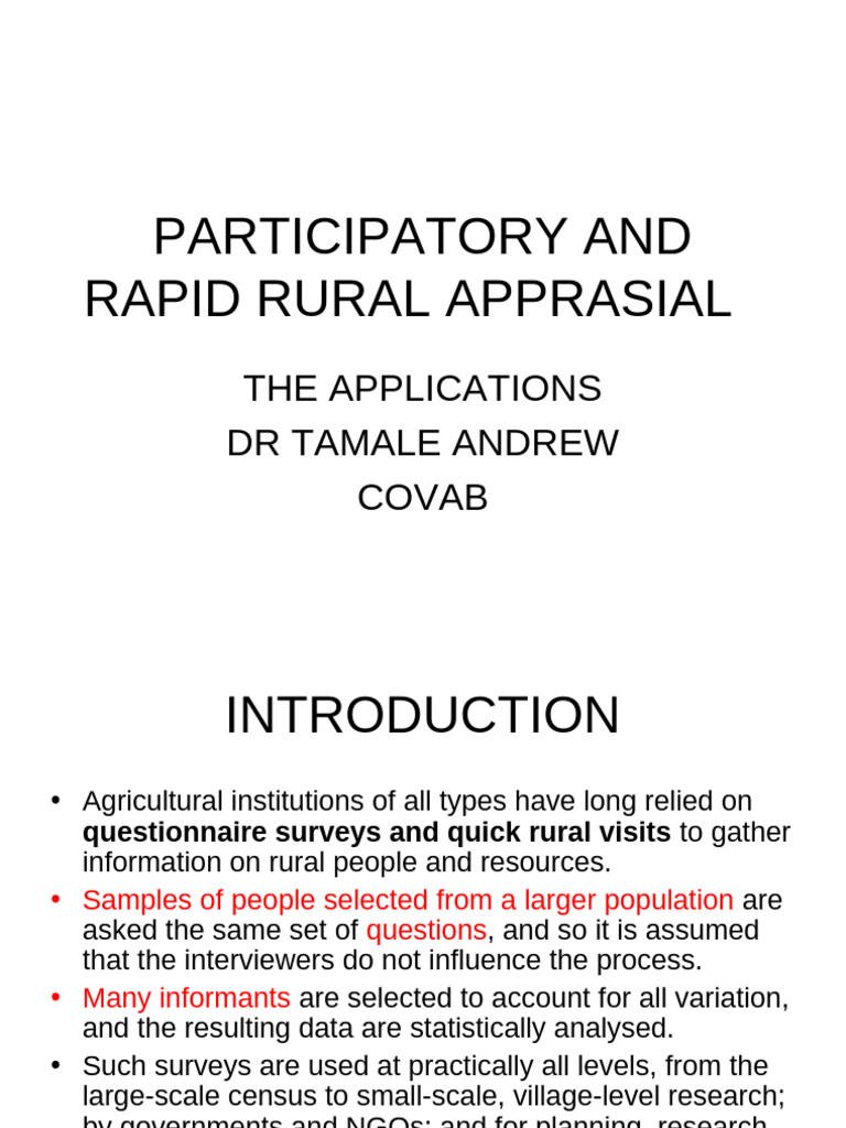 Participatory Rural Appraisal Methods | PDF | Real Estate Appraisal ...