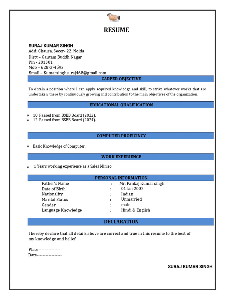 Resume of Suraj Kumar Singh | PDF
