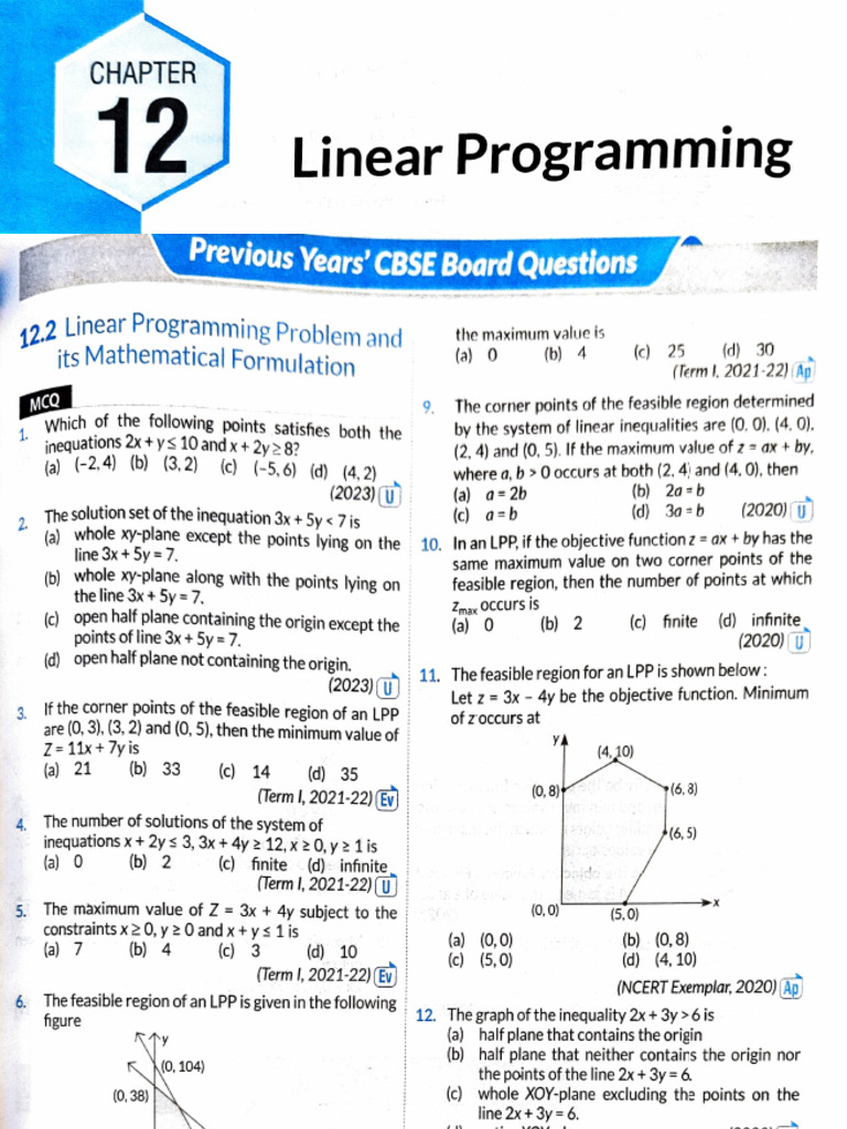 Linear Programming Previous Year Question Bank | PDF | Linear ...