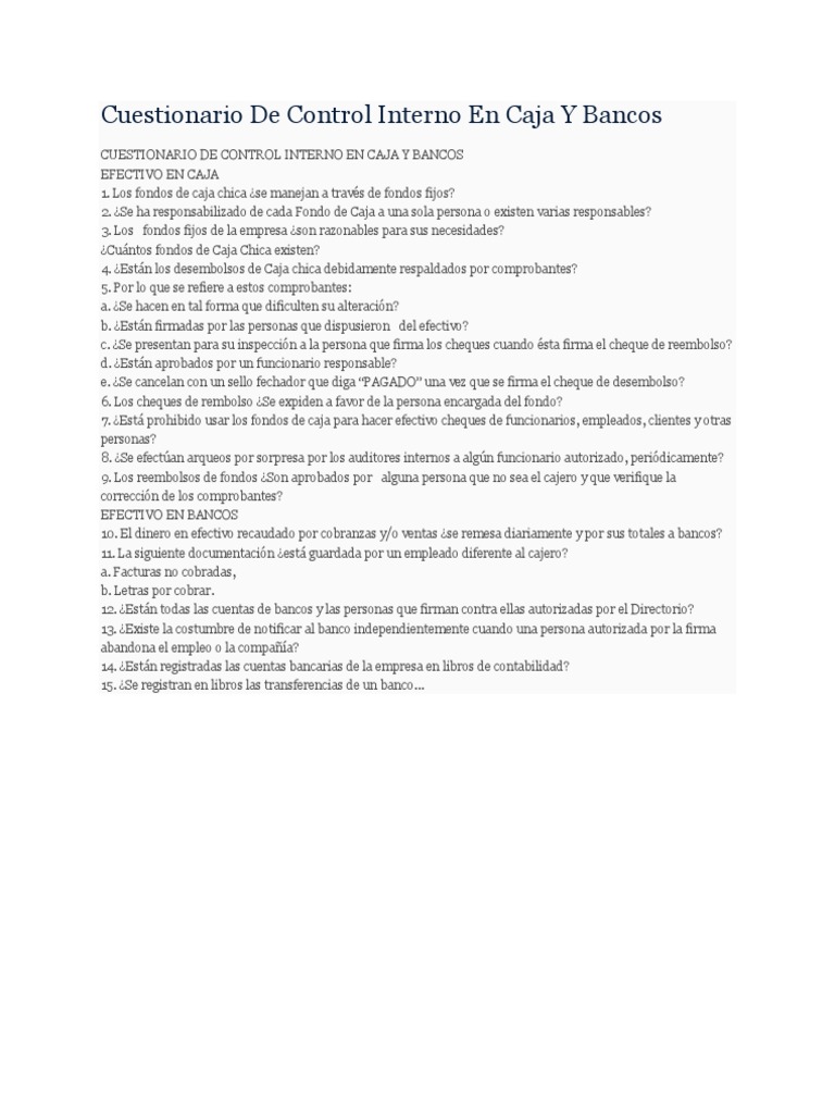 Rio de Control Interno en Caja Y Bancos | PDF | Negocios | Derecho