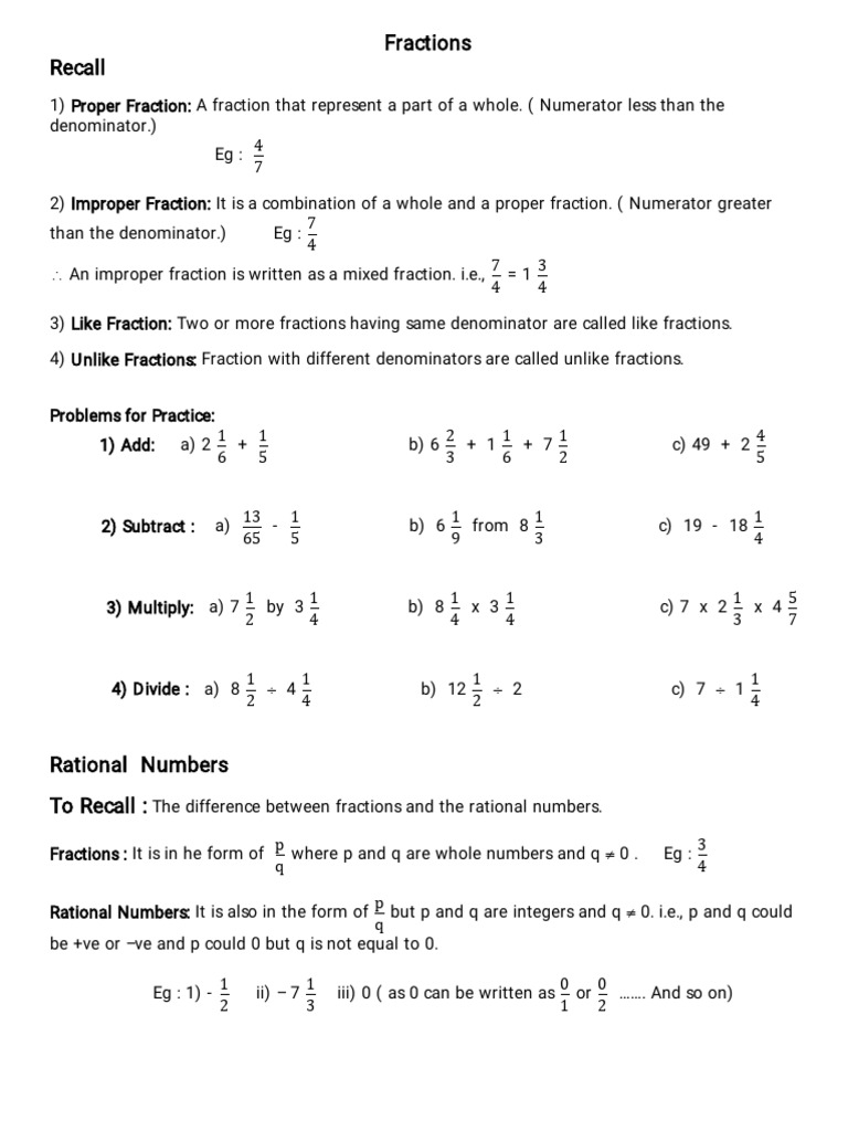 Understanding Fractions and Rational Numbers | PDF