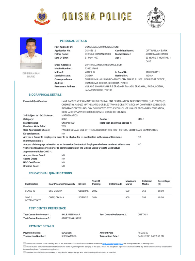Constable Communication Application Details | PDF | Justice | Crime ...