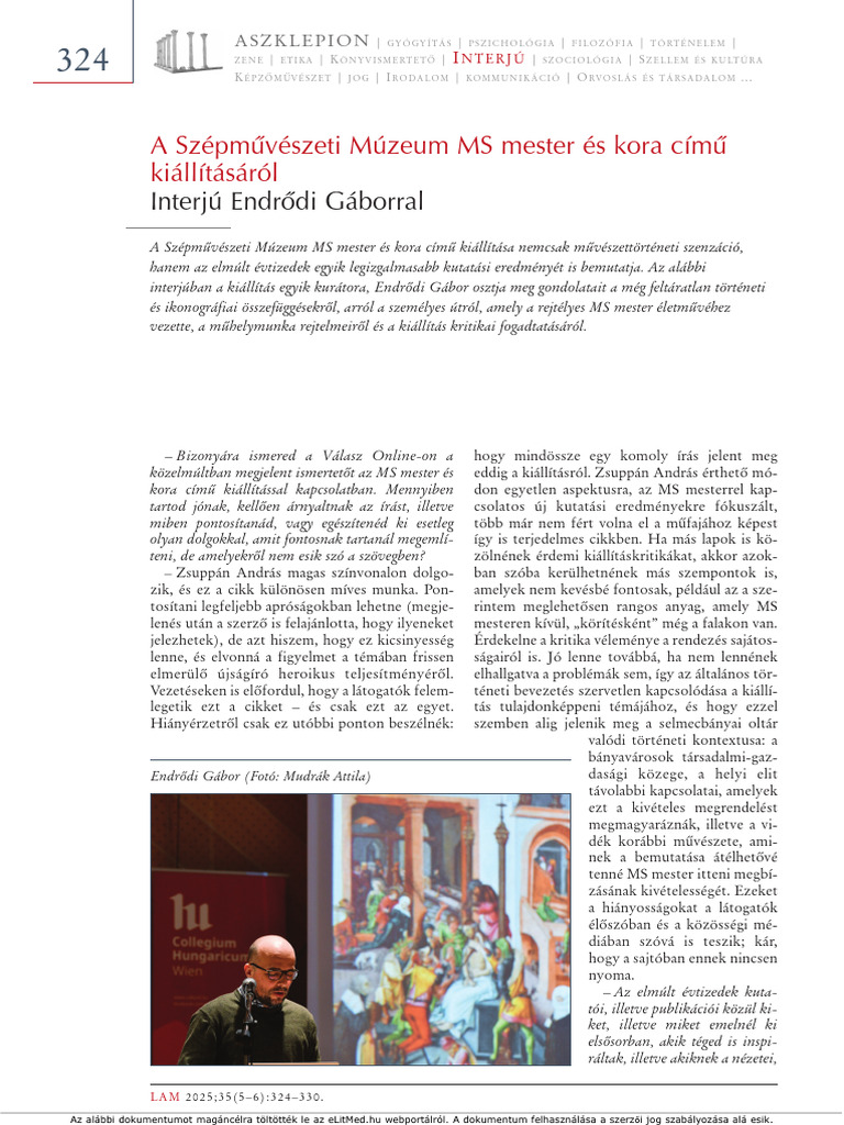 2025 LAM 34 (MS Mester És Kora - Interjú Endrődi Gáborral) | PDF