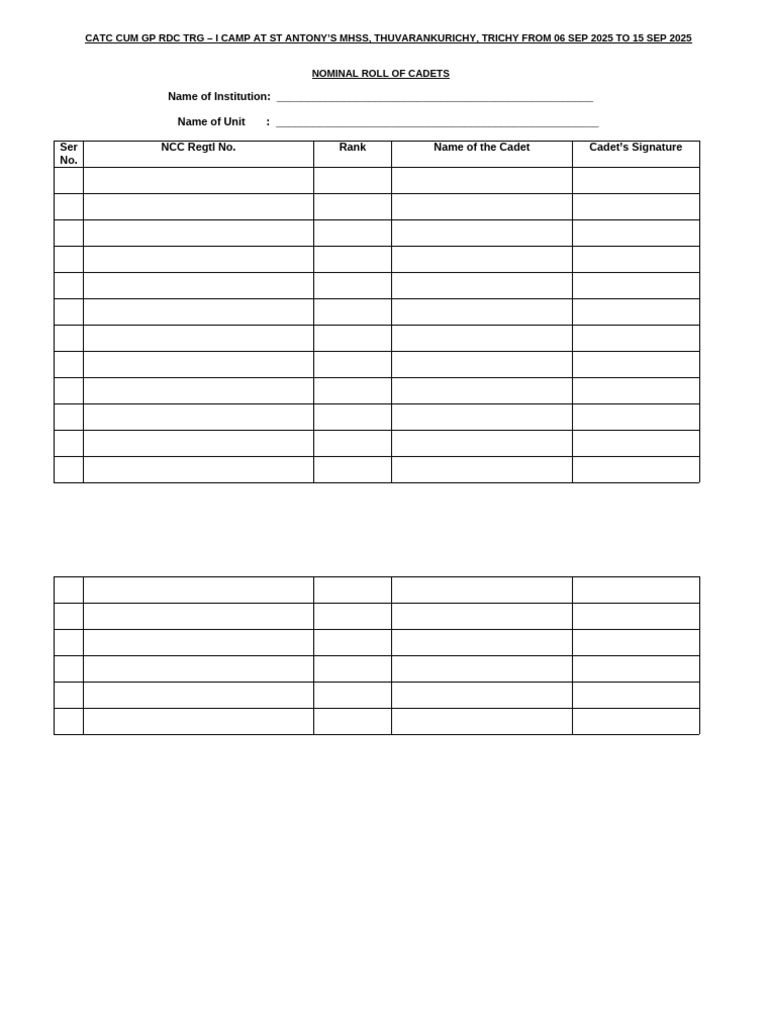 NR For Catc Cum GP RDC Camp 2025 | PDF
