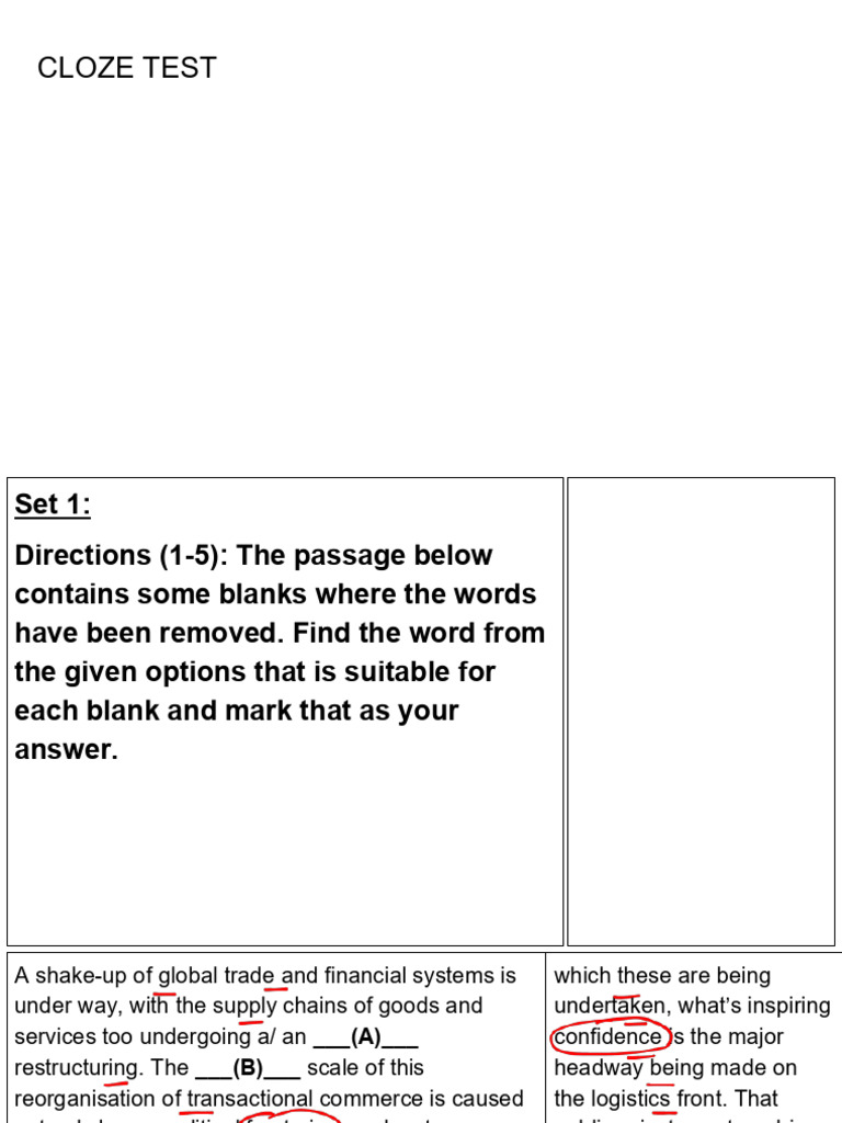 Cloze Test for Economic and Trade Analysis | PDF | Governance | Economies