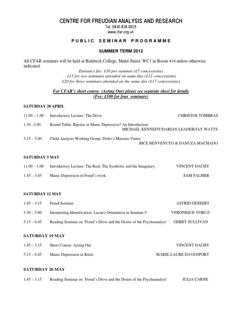 Public Seminar Programme Summer 2012 | PDF | Social Science | Wellness