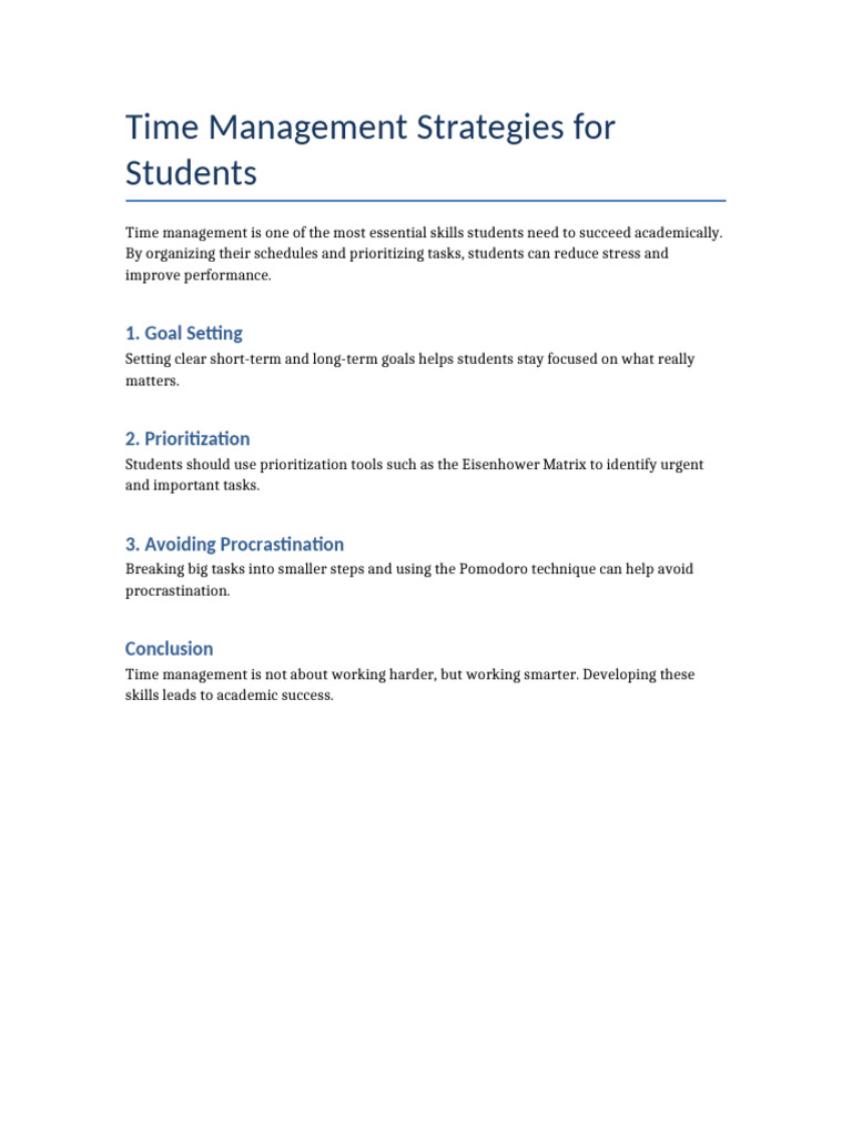 Time Management Strategies For Students | PDF