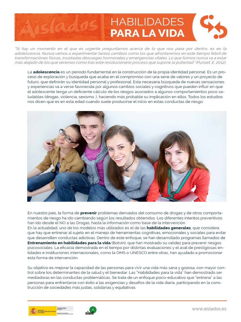 Habilidades para la Vida en Adolescentes | PDF | Las emociones | Toma ...
