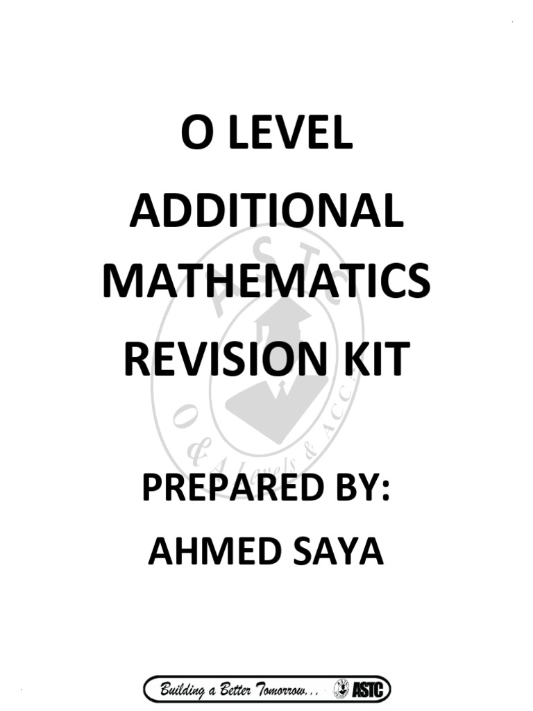 O Level Additional Mathematics Guide | PDF | Line (Geometry) | Equations