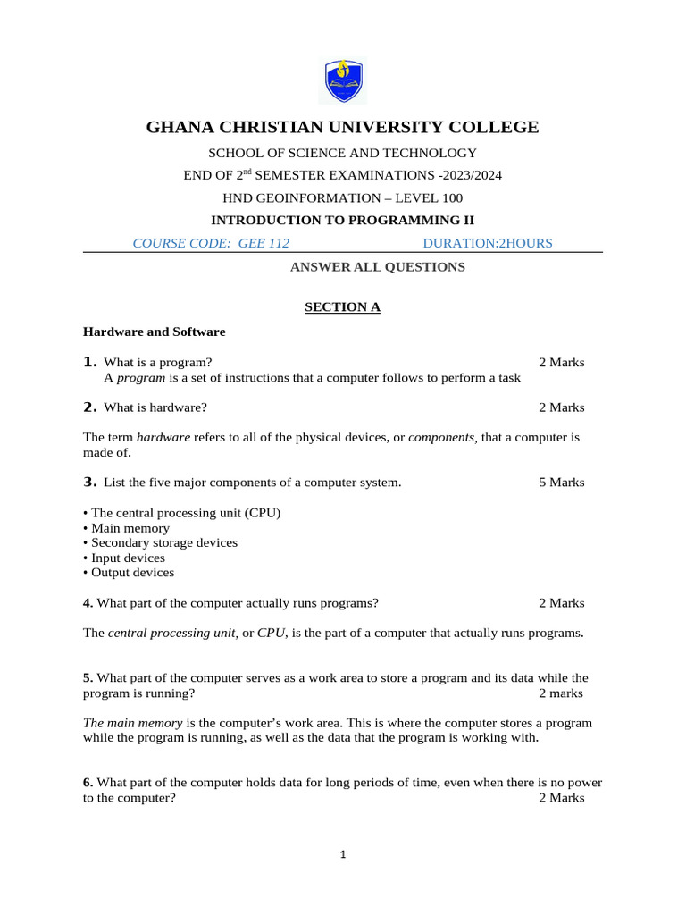 Programming - MARKING Scheme-Lv100 | PDF | Programming | Computer Program