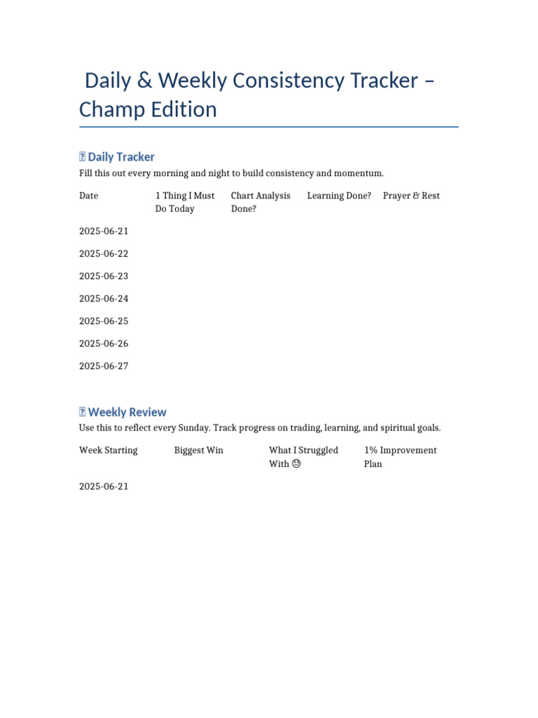 Daily & Weekly Consistency Tracker | PDF