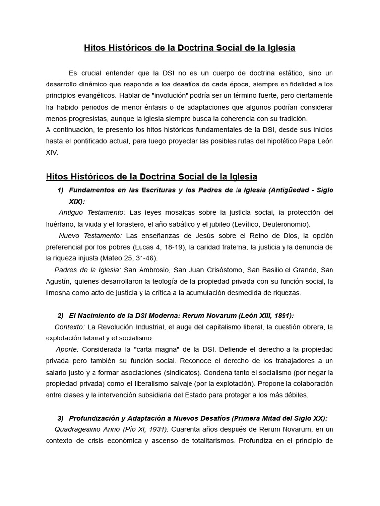 Hitos de la Doctrina Social de la Iglesia | PDF | Iglesia Católica